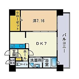 HF大濠レジデンスBAYS1DE 1DKの間取図画像