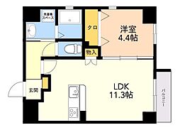 LIBTH天神東 1LDKの間取図画像