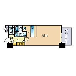 アクタス天神セントラルタワー2 ワンルームの間取図画像