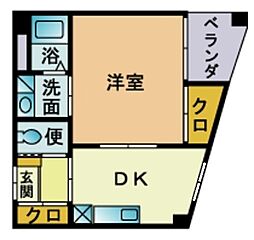 カトレア大濠 1DKの間取図画像