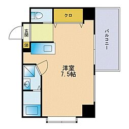 ラフィネスシャトードゥ赤坂 ワンルームの間取図画像