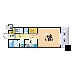 グランパーク天神 1Kの間取図画像