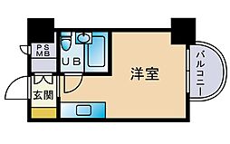 チサンマンション第2天神 ワンルームの間取図画像