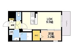 LIBTH天神東 1LDKの間取図画像