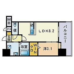 エンクレストベイ天神東2 1LDKの間取図画像