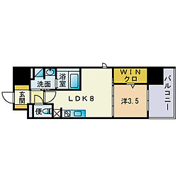 アトリオフラッツ大博町 1LDKの間取図画像
