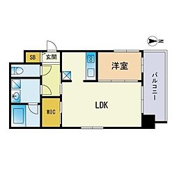 マジェスティ赤坂 1LDKの間取図画像