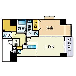 ミラバ天神 1SLDKの間取図画像