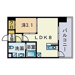 ドゥーエ赤坂 1LDKの間取図画像