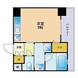 ヴィラージュ大手門 1Kの間取図画像