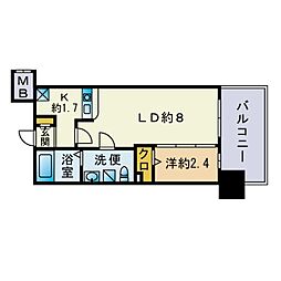 グランフォーレプライム大手門 1LDKの間取図画像