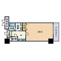 フォレステージュ天神 1Kの間取図画像