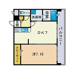 HF大濠レジデンスBAYS1DE 1DKの間取図画像