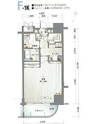 サヴォイ天神クォーター 1Kの間取図画像