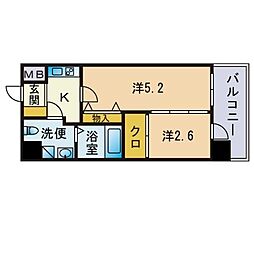 グランフォーレ呉服町 2Kの間取図画像
