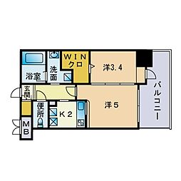 エンクレスト舞鶴2 2Kの間取図画像