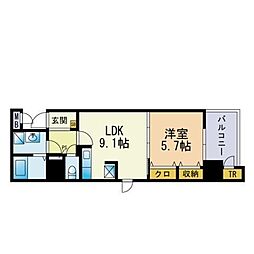 ポルトデュボヌール 1LDKの間取図画像