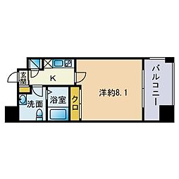 サヴォイ天神クォーター 1Kの間取図画像