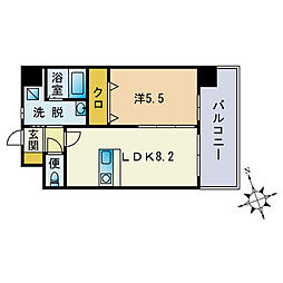 ニューリバー大名 1LDKの間取図画像