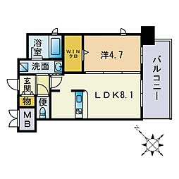 エンクレスト天神ステージ 1LDKの間取図画像