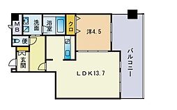 KDXレジデンス大濠ハーバービュータワー 1LDKの間取図画像