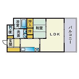 エンクレストベイ天神東 1LDKの間取図画像