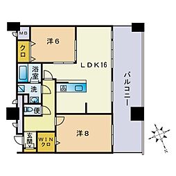 KDXレジデンス大濠ハーバービュータワー 2LDKの間取図画像