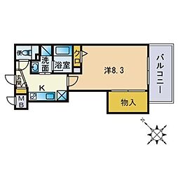 アクタス天神セントラルタワー 1Kの間取図画像