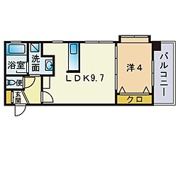 アクタス天神セントラルタワー 1LDKの間取図画像