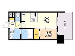 グランフォーレ博多プレミアベイサイド 1DKの間取図画像
