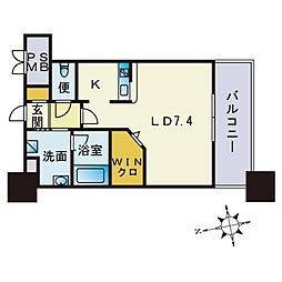 エンクレスト大手門3 1Kの間取図画像