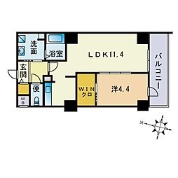 フォレストドルフ天神 1LDKの間取図画像