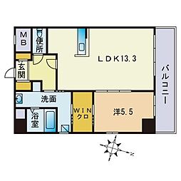 フォレストドルフ天神 1LDKの間取図画像