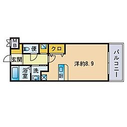 グランパーク天神 ワンルームの間取図画像