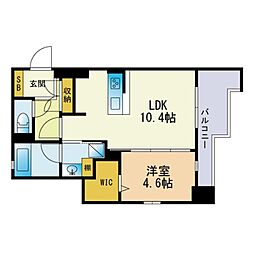 エンクレスト天神TERRACE 1LDKの間取図画像