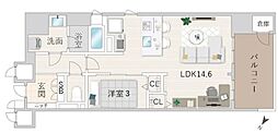 JP noie 天神南 1LDKの間取図画像