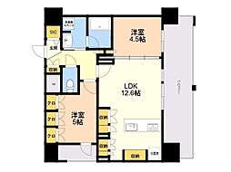 シーズンフラッツ渡辺通 2LDKの間取図画像