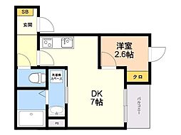 Aim 高砂 1DKの間取図画像