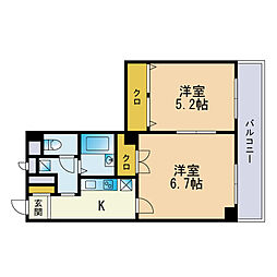 アンプルール・フェール福岡 2Kの間取図画像
