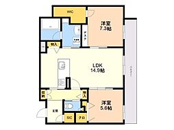 プレミアス赤坂けやき通り 2LDKの間取図画像
