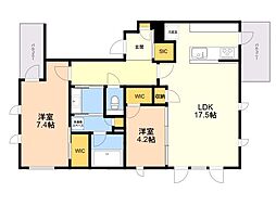 S-RESIDENCE平尾WEST 2LDKの間取図画像