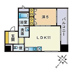 グローリアMATSUHA 1LDKの間取図画像