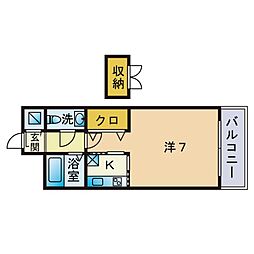 エステート・モア天神STUDIO 1Kの間取図画像