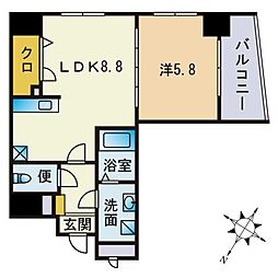 スーペリアニューハイム薬院 1LDKの間取図画像