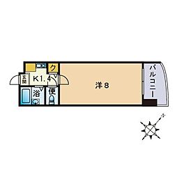 グランディール平尾山荘 1Kの間取図画像