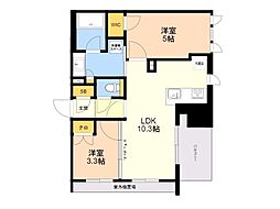ブラントン薬院 2LDKの間取図画像