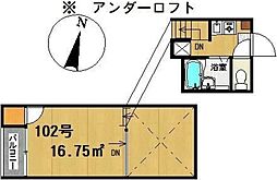 アイブルー天神南 ワンルームの間取図画像