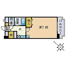 パインストン今泉 1Kの間取図画像