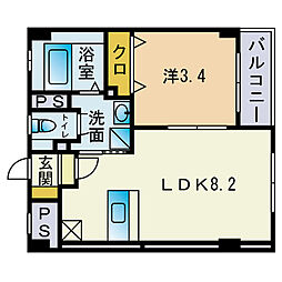柳川ビル 1LDKの間取図画像