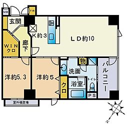 アクロス薬院レジーナガーデン 2LDKの間取図画像